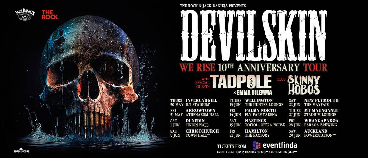 Devilskin 10th Anniversary Tour promotional poster with dates.