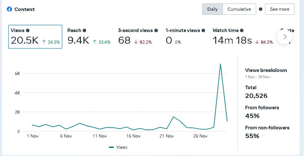 Linku2 Hibiscus Coast Facebook stats November 2024